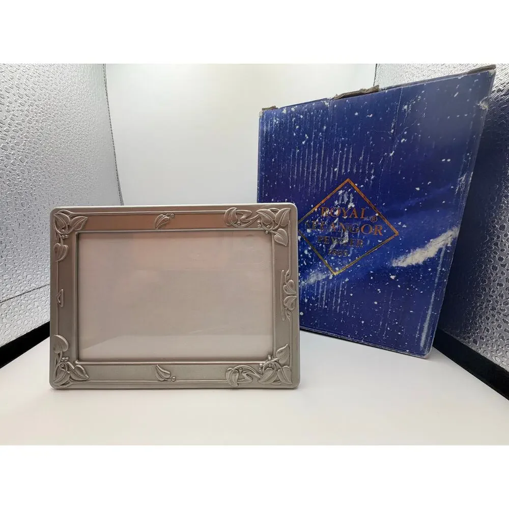 Royal Selangor Pewter Picture Frames Lot of 3 Floral Hibiscus Diagonal Corners